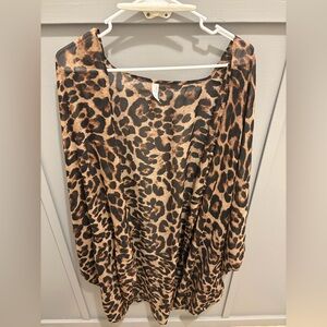 L Love Leopard Print Women Kimono